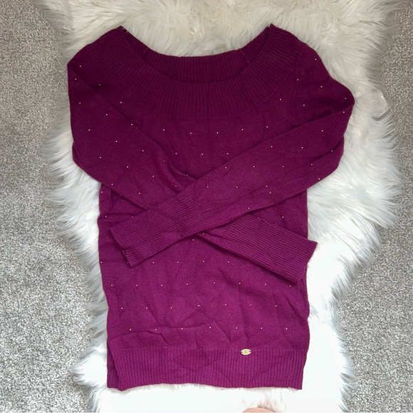 Armani Exchange Purple Knit Crew Neck Sweater - Picture 1 of 3